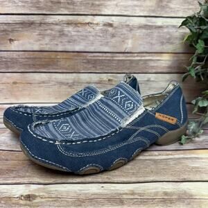 Roper, Women's Blue Patterned Driving Mocs. Size 11. In excellent condition!
